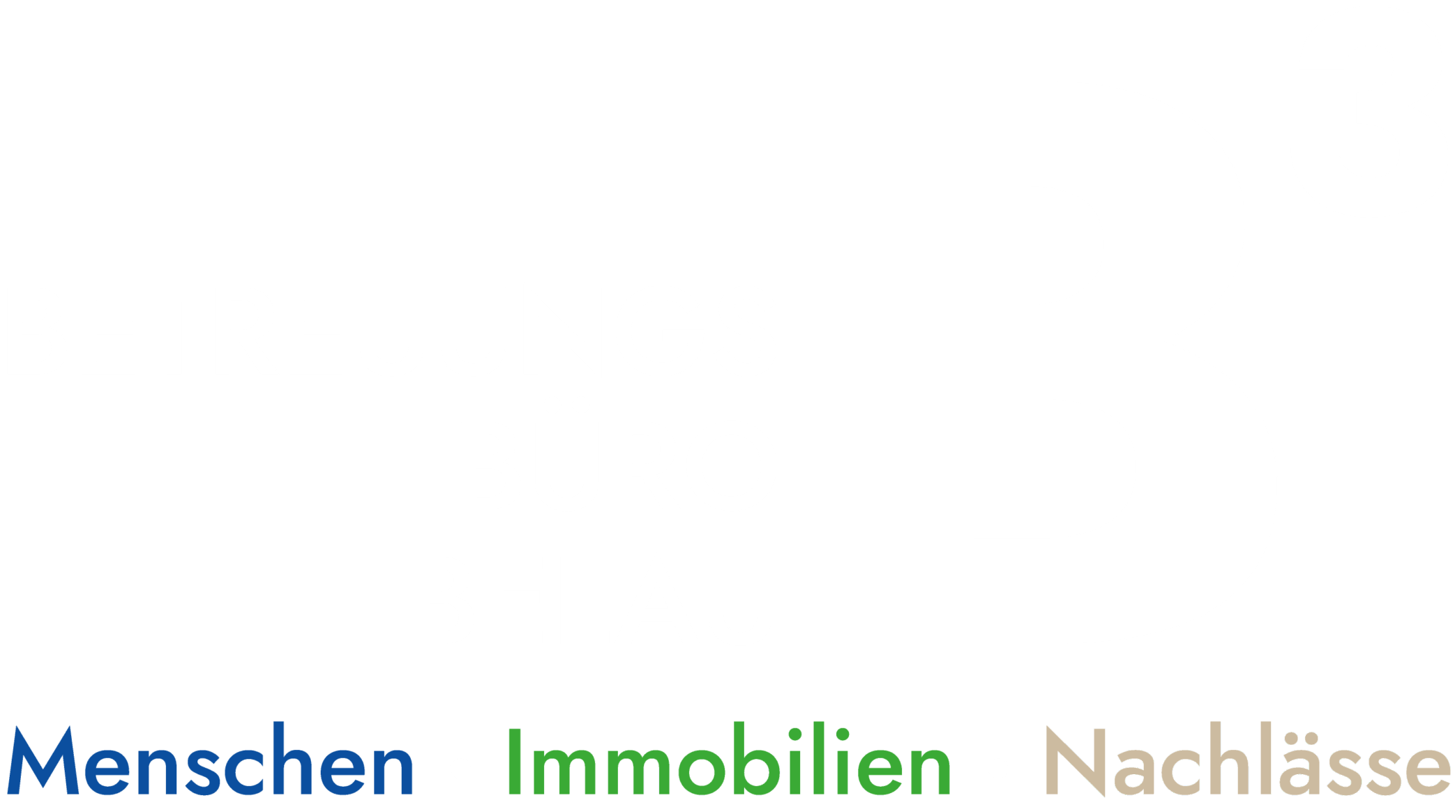 Logo: Betreuungsbüro Belau Immobilien, Menschen, Immobilien, Nachlässe mit großem weißem B hoch 3.